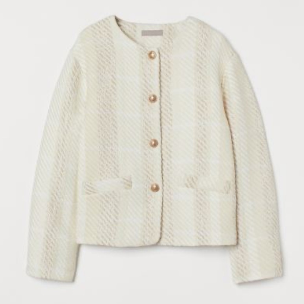 H&M Boucle Cream Snap Blazer
